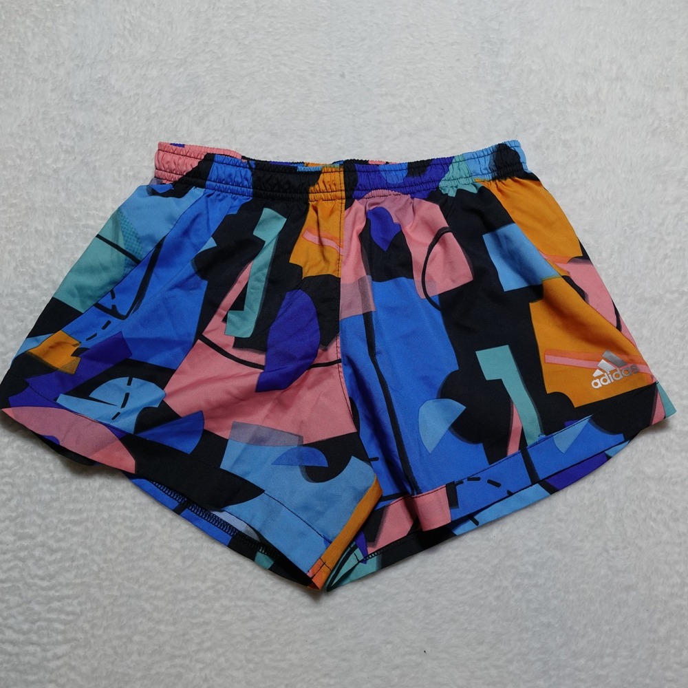 Adidas Running Shorts Girls L 14 Multi-Color Geometric Abstract Athletic Active